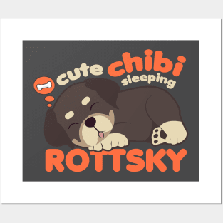 Cute Chibi Sleeping Rottsky Posters and Art